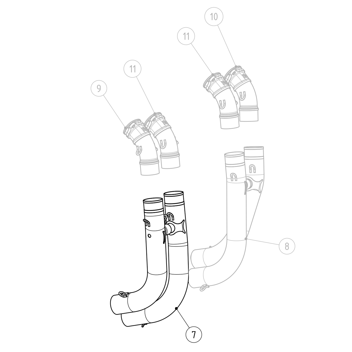 Akrapovic header lower section/right, titanium