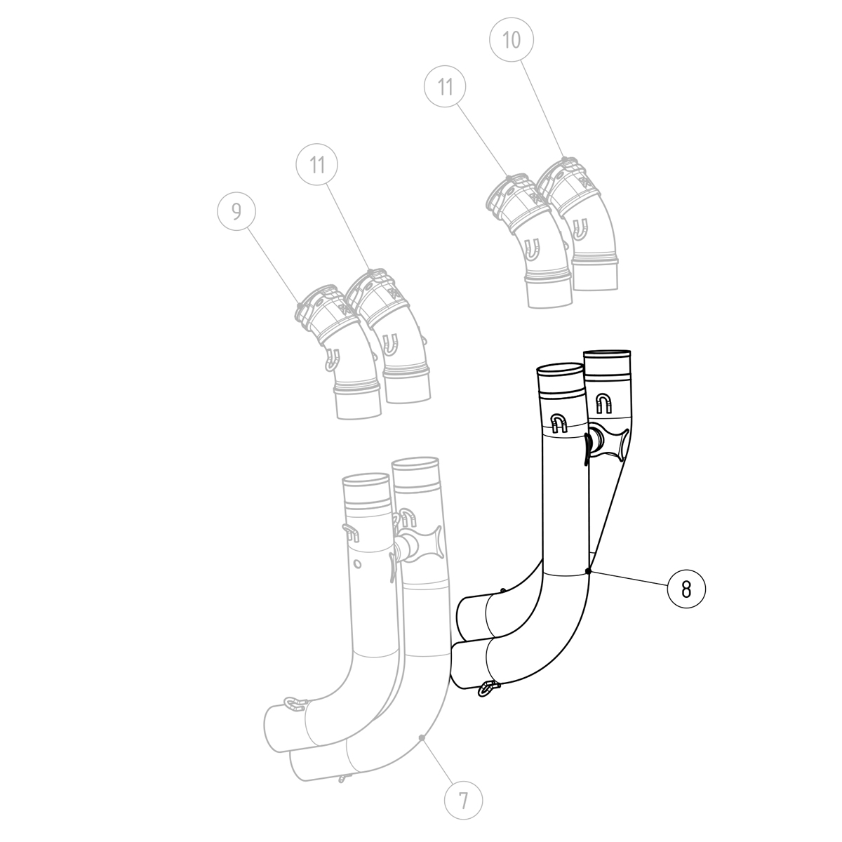 Akrapovic header lower section/left, titanium